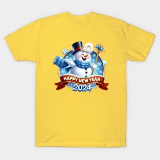 Frosty's Holiday Magic: Celebrate Christmas and Ring in the New Year with Whimsical Designs! T-Shirt